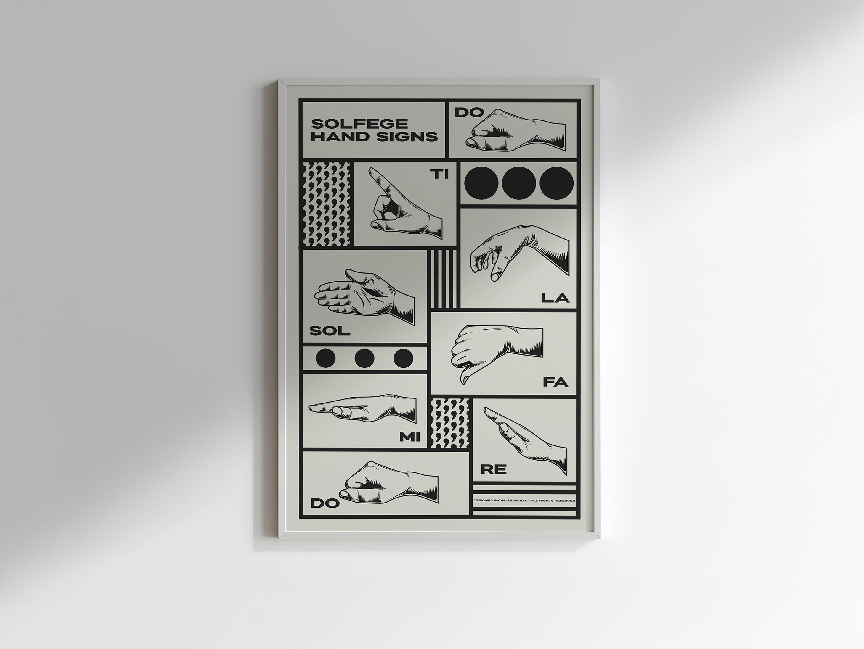 Solfege Hand Sign Poster, Cream