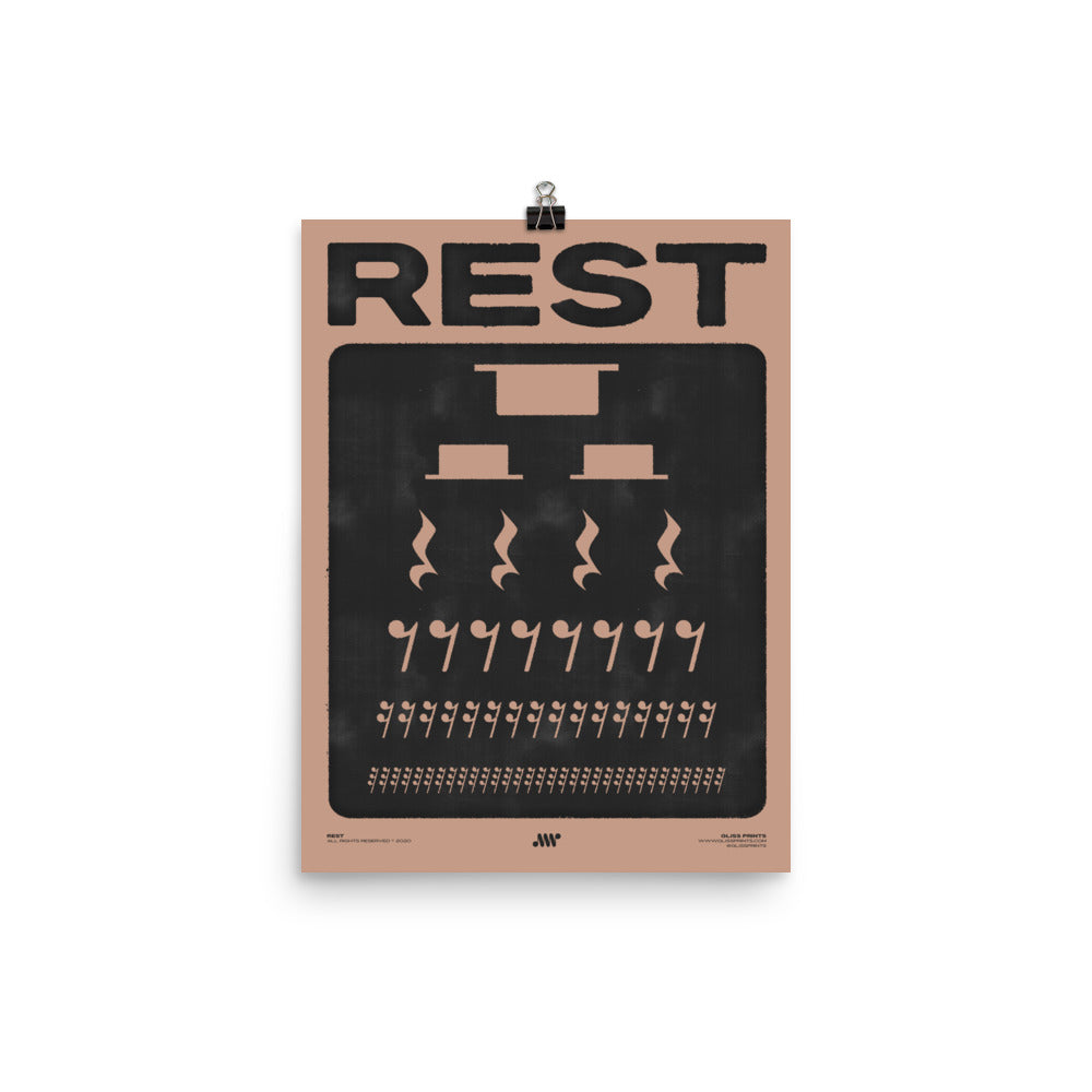 Music Rest Symbol Poster, Pink