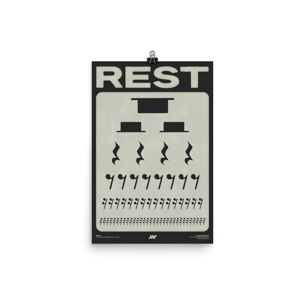 Music Rest Symbol Poster, Black