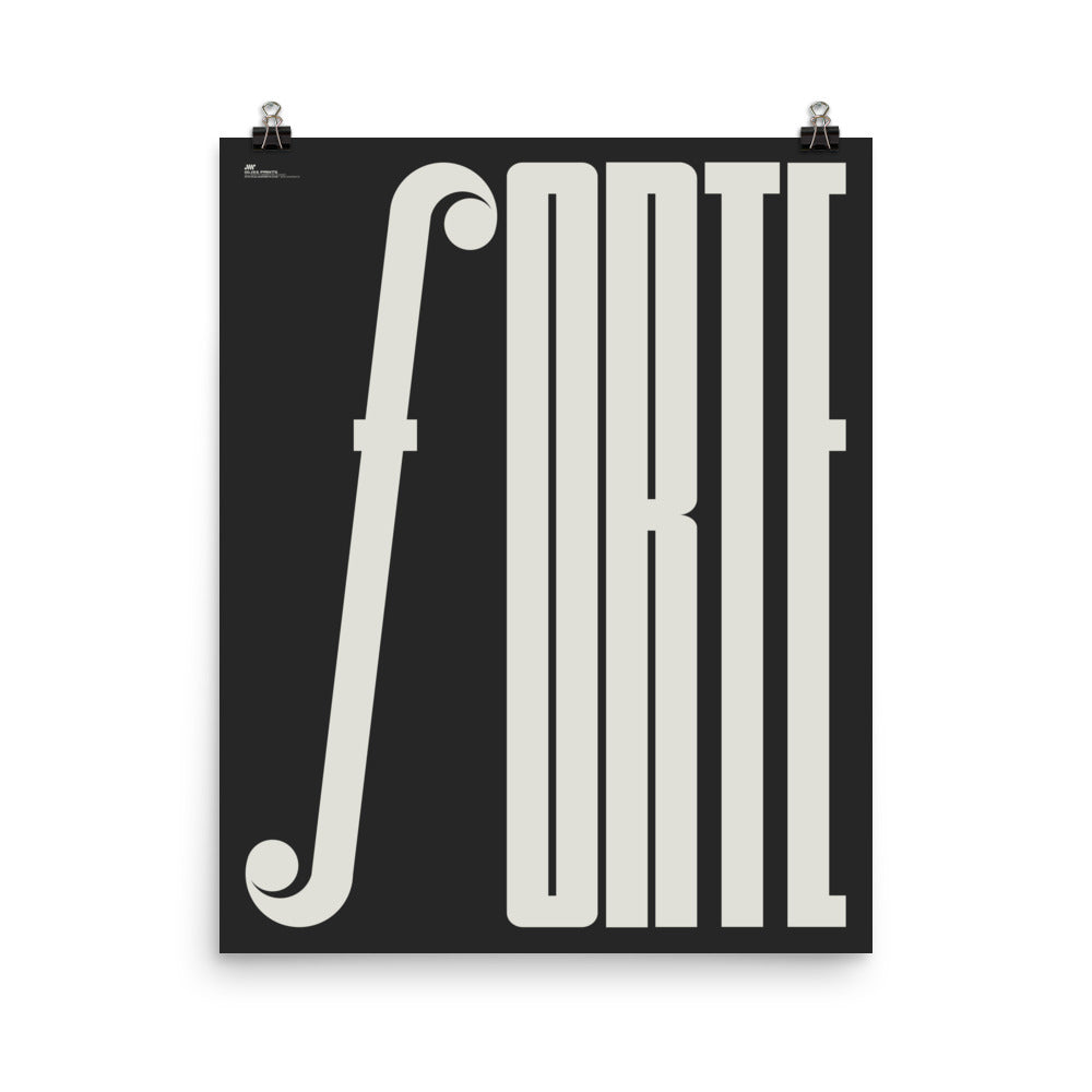 Forte Typography Music Poster, Black