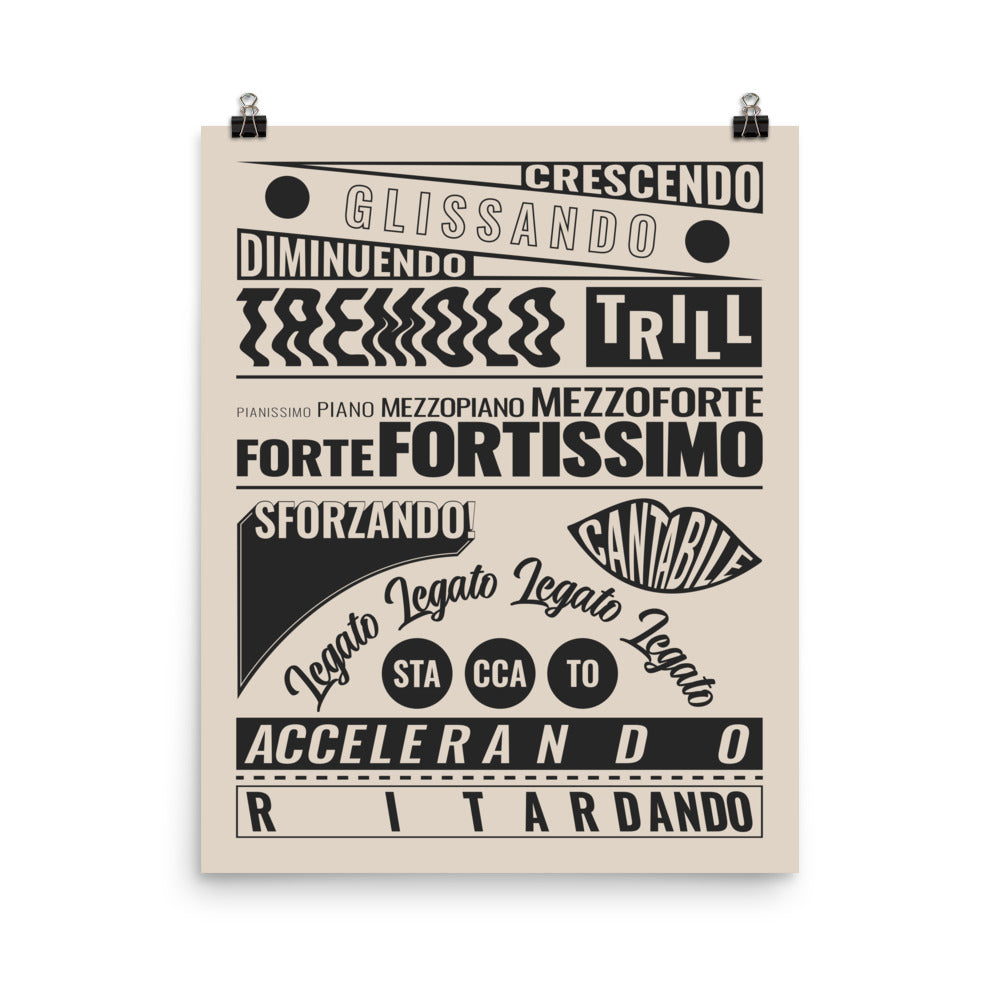 Music Terms Posters, Music Room Decor Cream