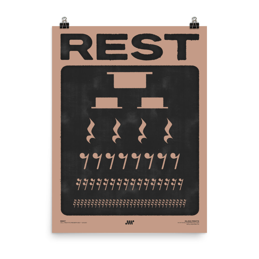 Music Rest Symbol Poster, Pink