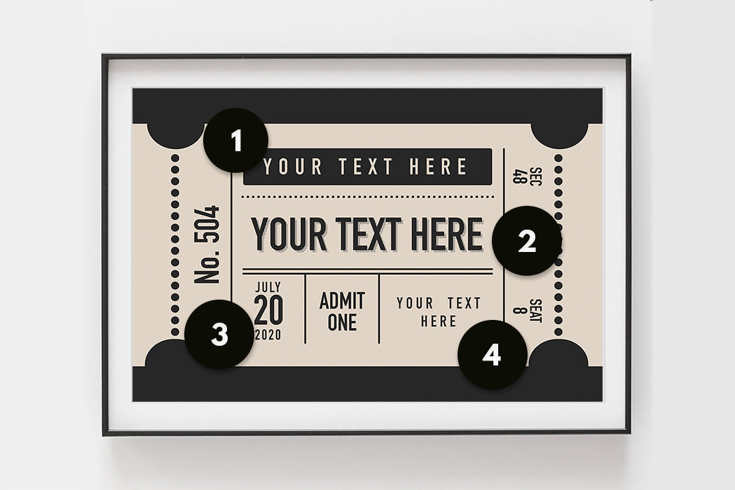 Custom Concert Ticket Stub Poster, Black