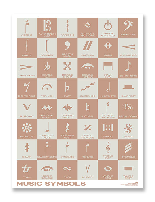 Music Symbols Checkered Design Poster, Pink