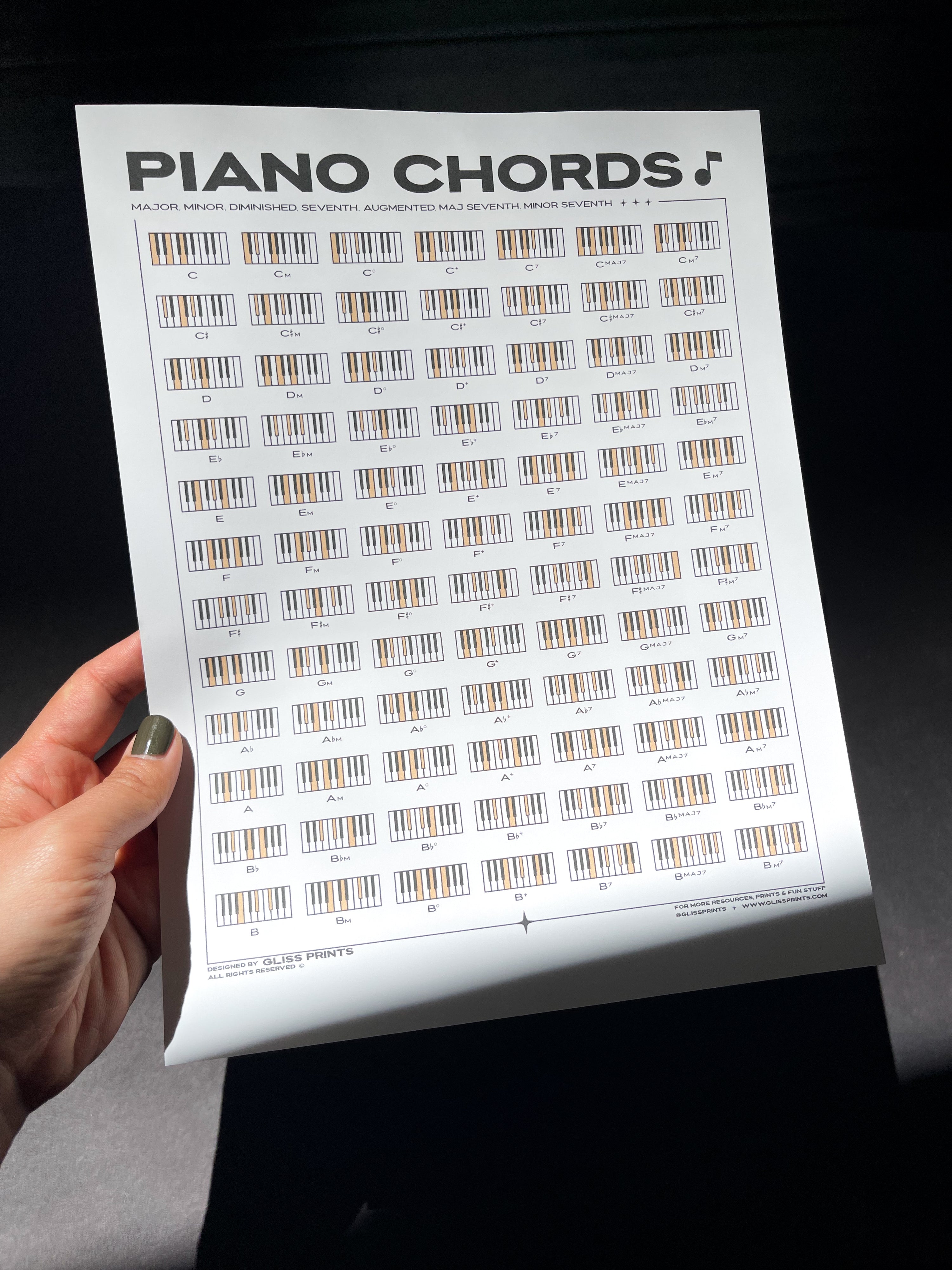Piano Chords PDF | Printable Digital Download