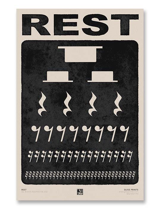 Music Rest Symbol Poster, Cream