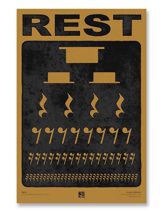 Music Rest Symbol Poster, Yellow