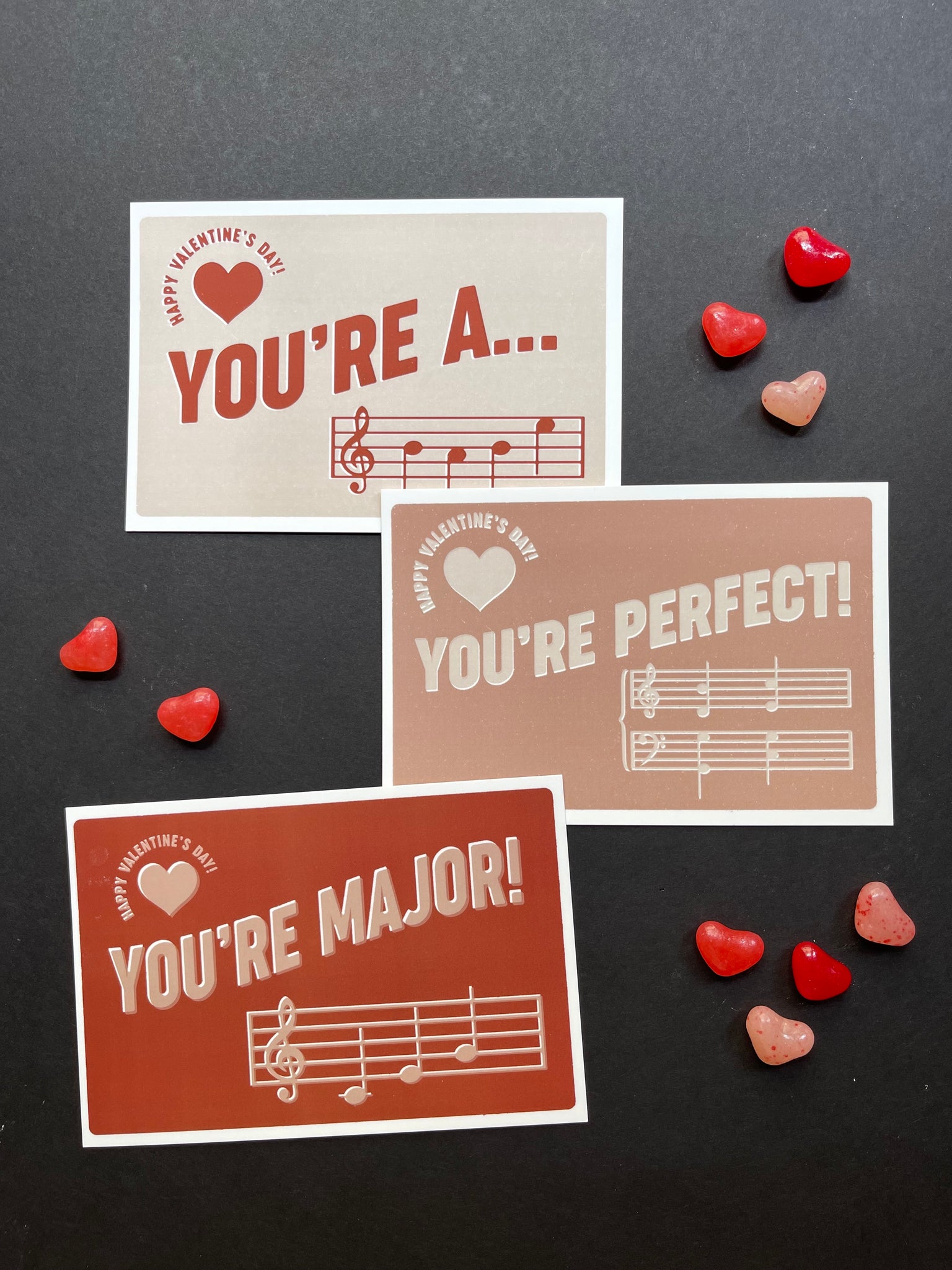 Valentine's Day Music Postcard Set of 3