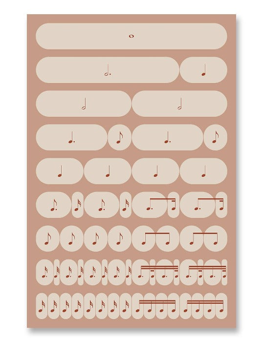 Music Rhythm Note Value Poster Pink