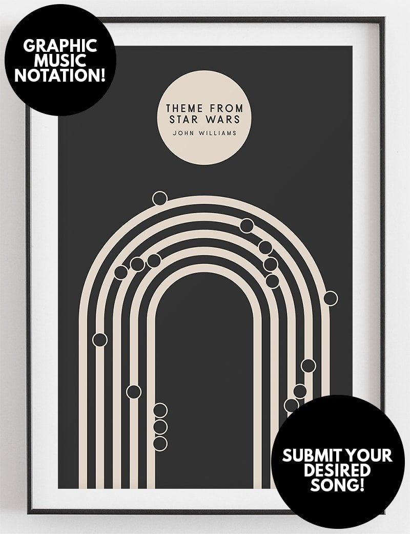 Custom Music Notation Print | Choose Your Song, Black