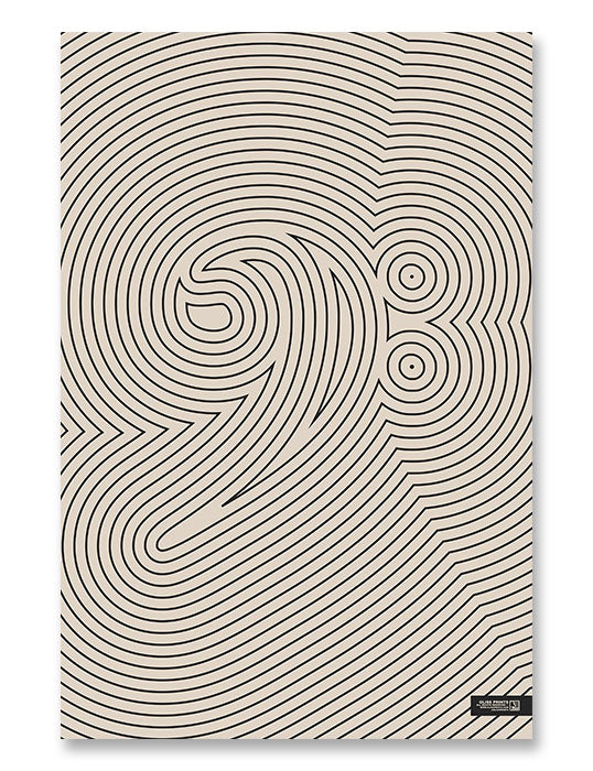 Bass Clef Poster, Striped Pattern Cream