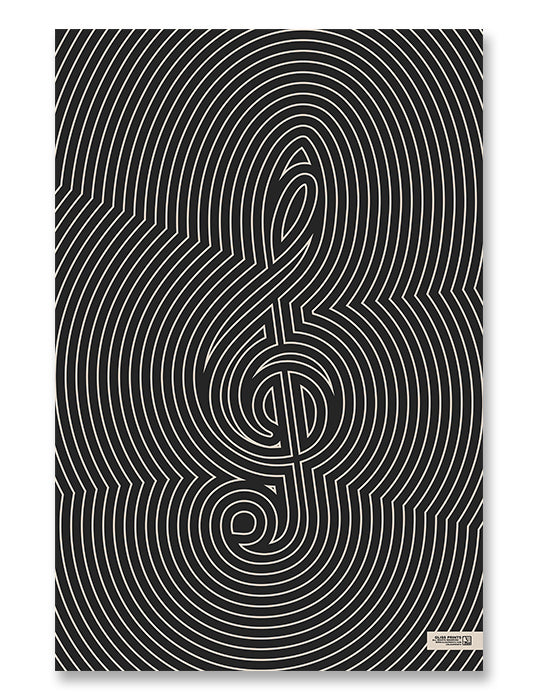 Treble Clef Poster, Striped Pattern Black