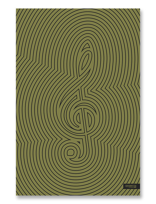 Treble Clef Poster, Striped Pattern Green