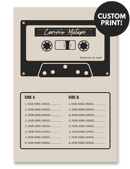 Personalized Mixtape Cassette Poster Cream