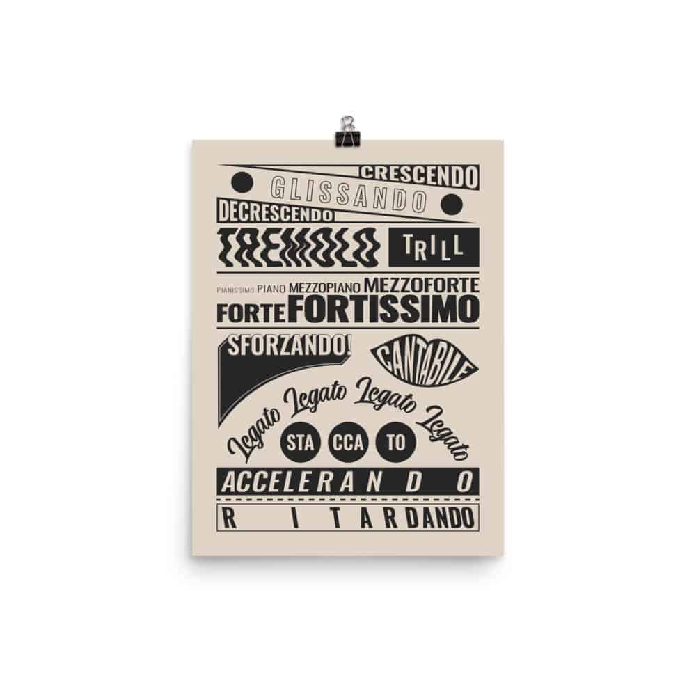 Music Terms Posters, Music Room Decor Cream
