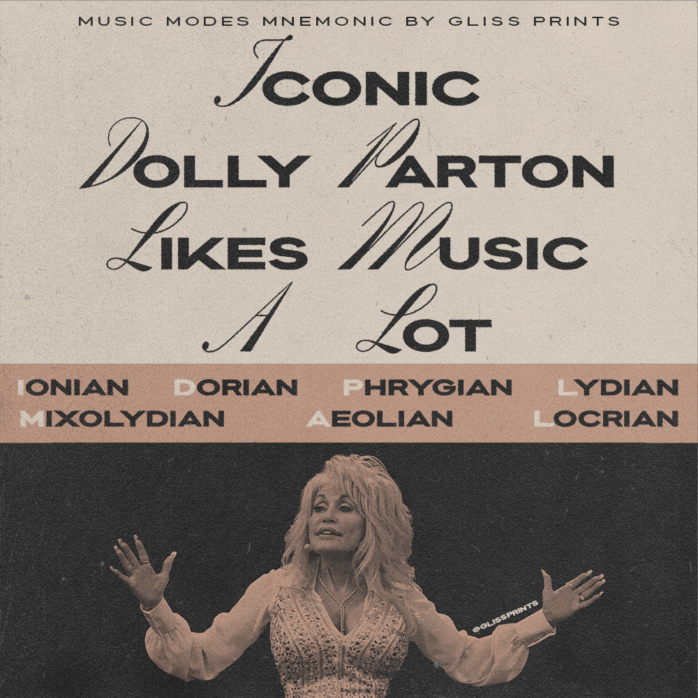 Music Modes Mnemonic: Iconic Dolly Parton Likes Music A Lot