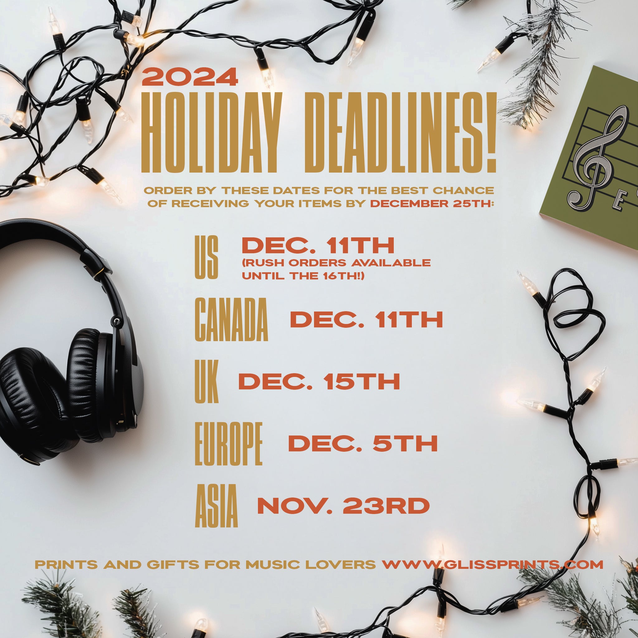 Holiday Deadlines 2024