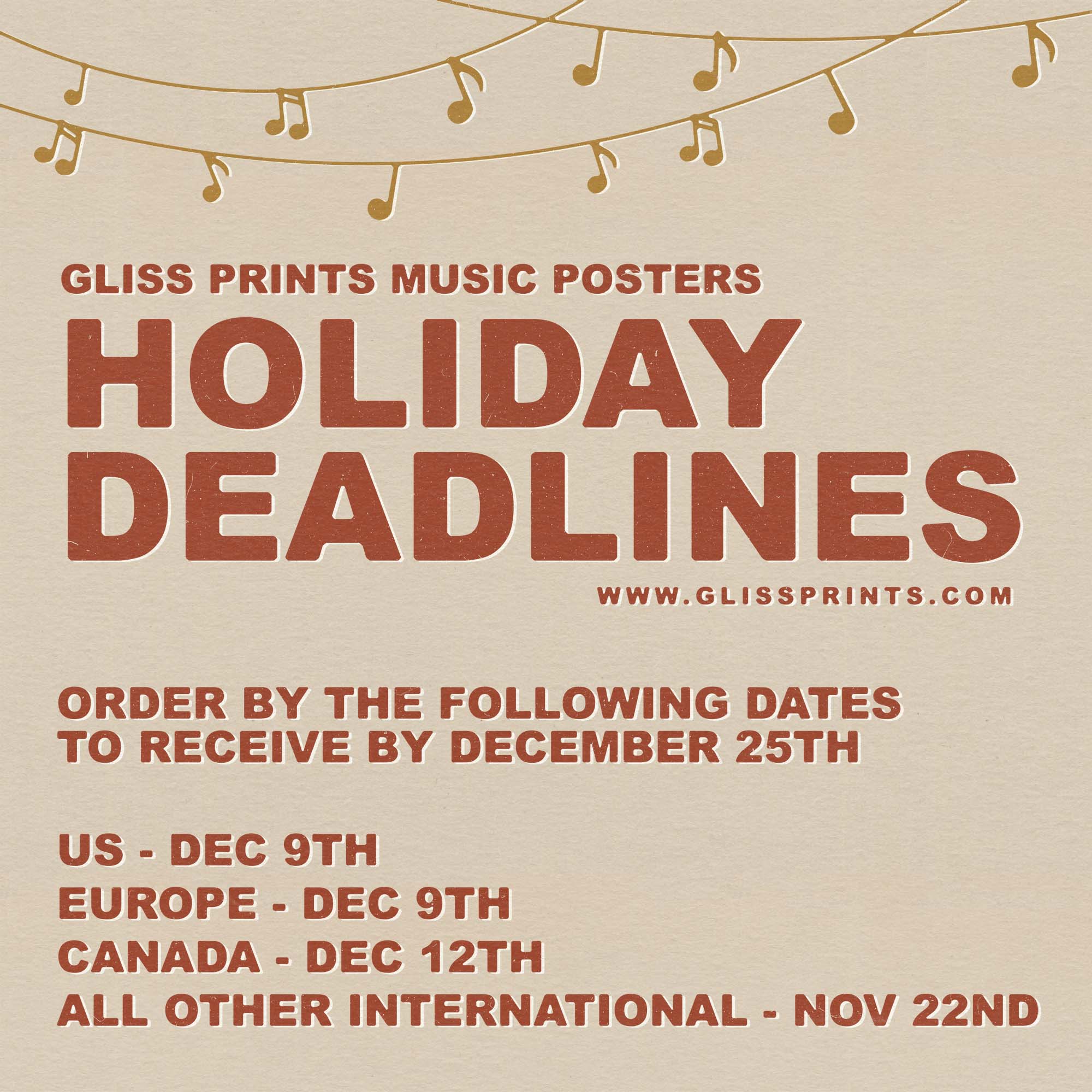 Holiday 2021 Order Deadlines