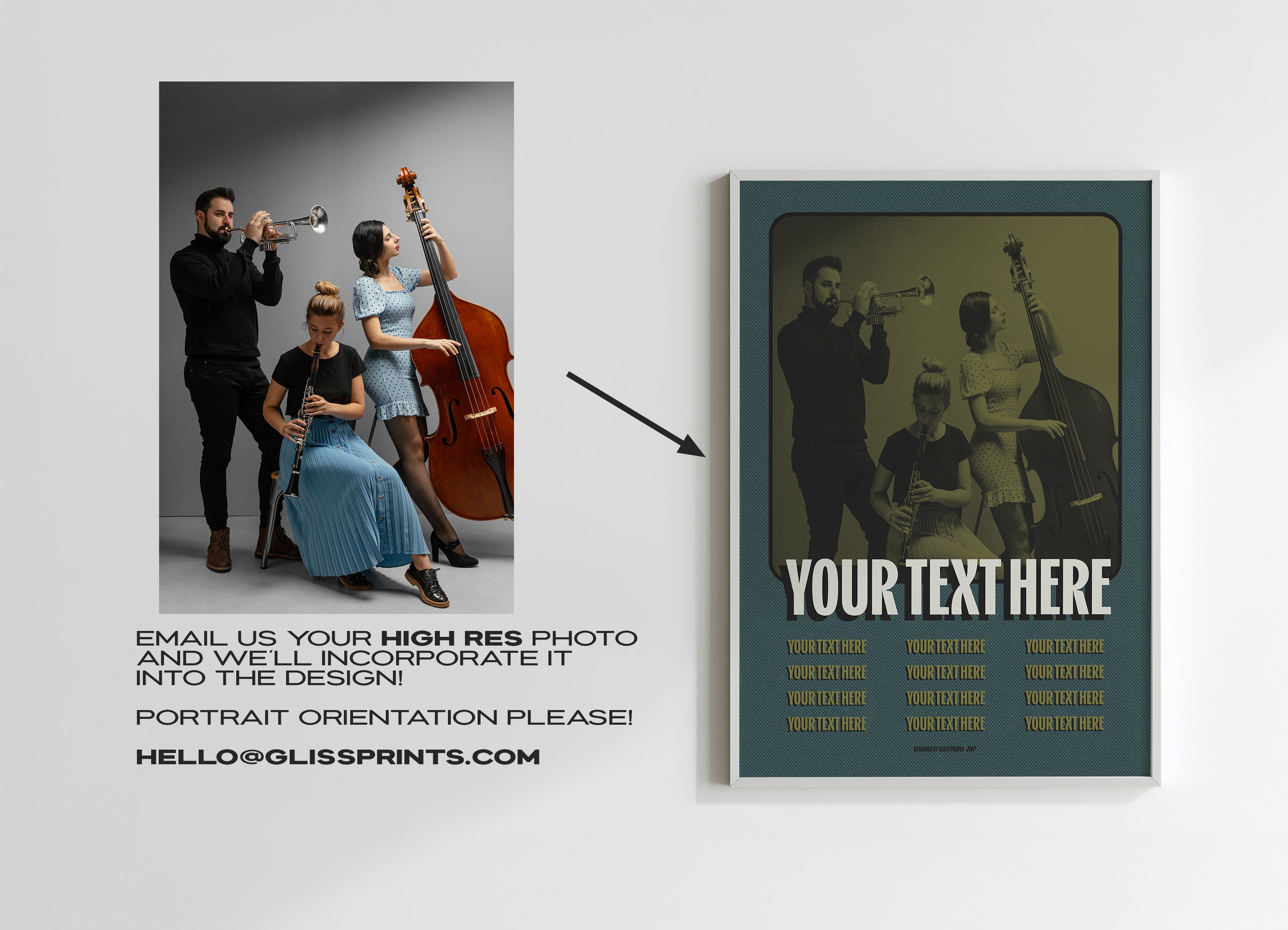 Customizable Poster for Concerts, Gigs, Shows - Blue Green Design