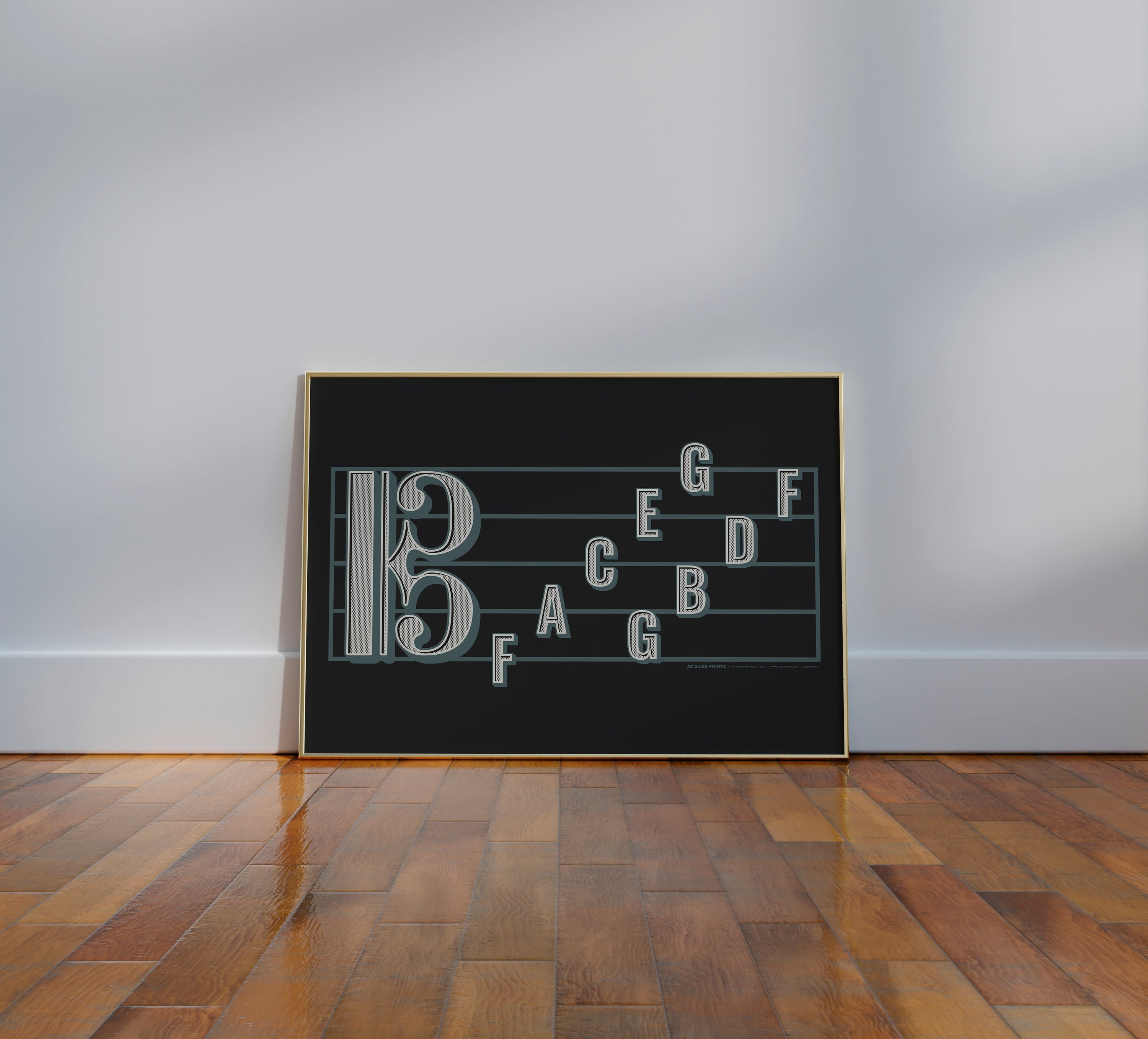Alto Clef Staff Note Names Poster, Black