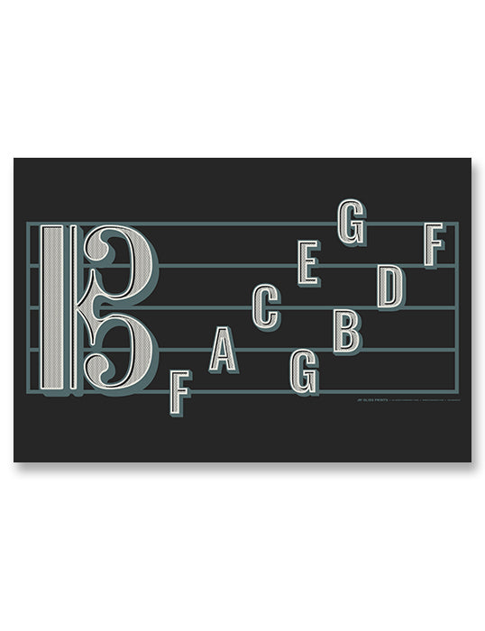 Alto Clef Staff Note Names Poster, Black