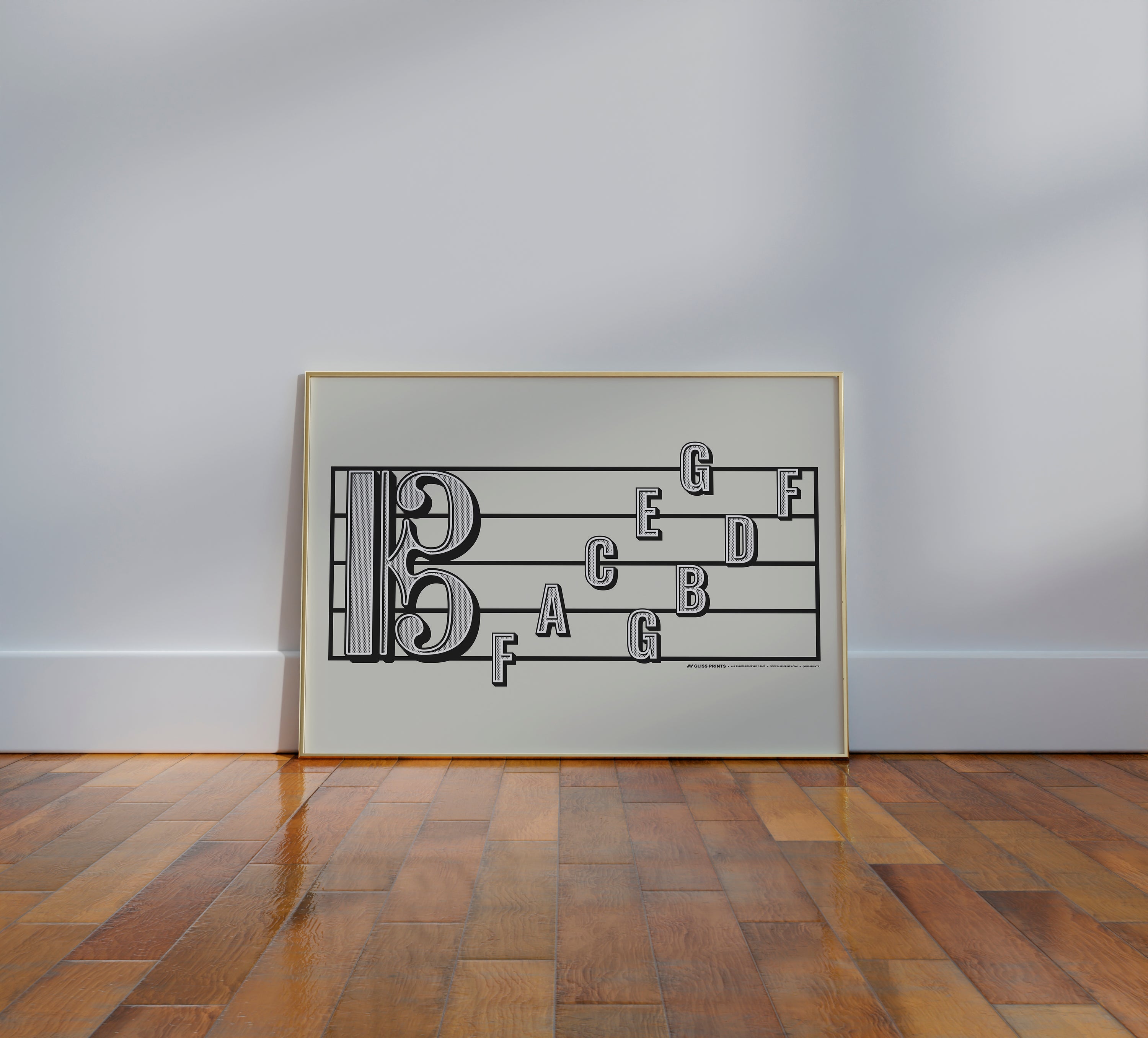 Alto Clef Staff Note Names Poster, Cream