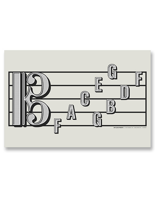 Alto Clef Staff Note Names Poster, Cream