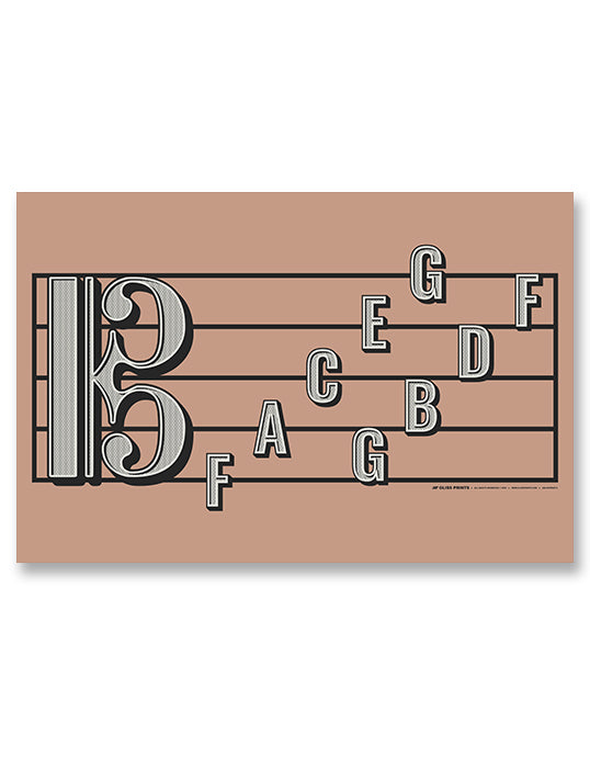 Alto Clef Staff Note Names Poster, Pink
