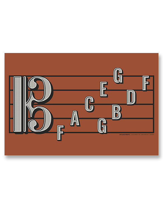 Alto Clef Staff Note Names Poster, Red