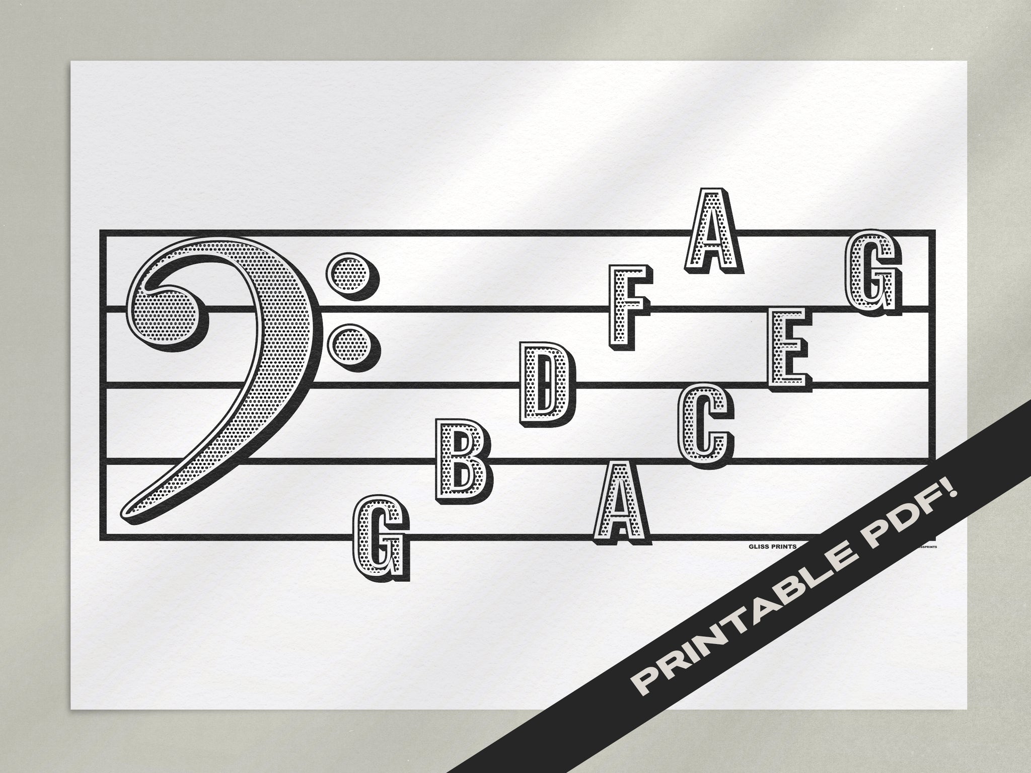 Bass Clef Note Names Printable Music Education PDF – Gliss Prints