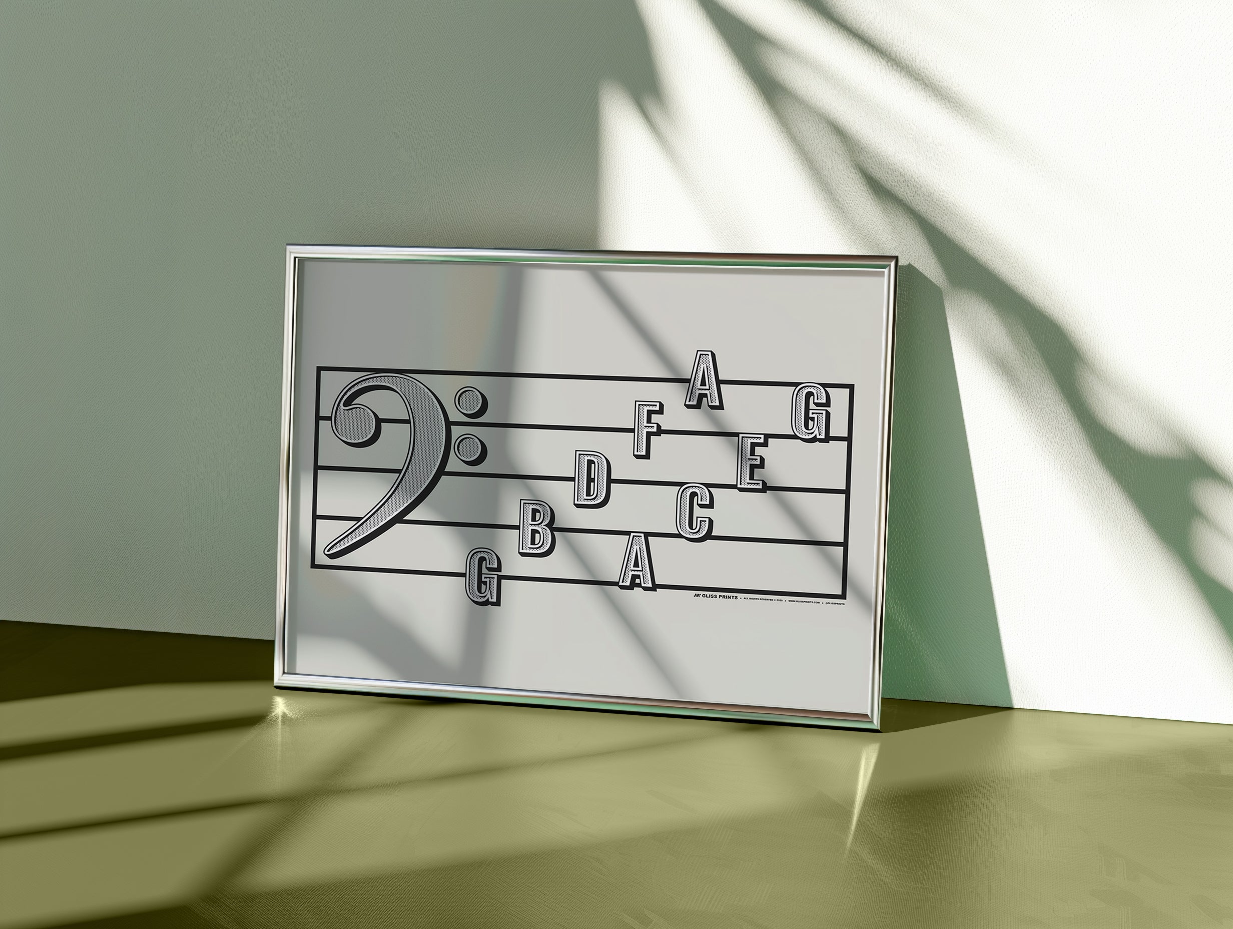Bass Clef Note Names Poster, Cream