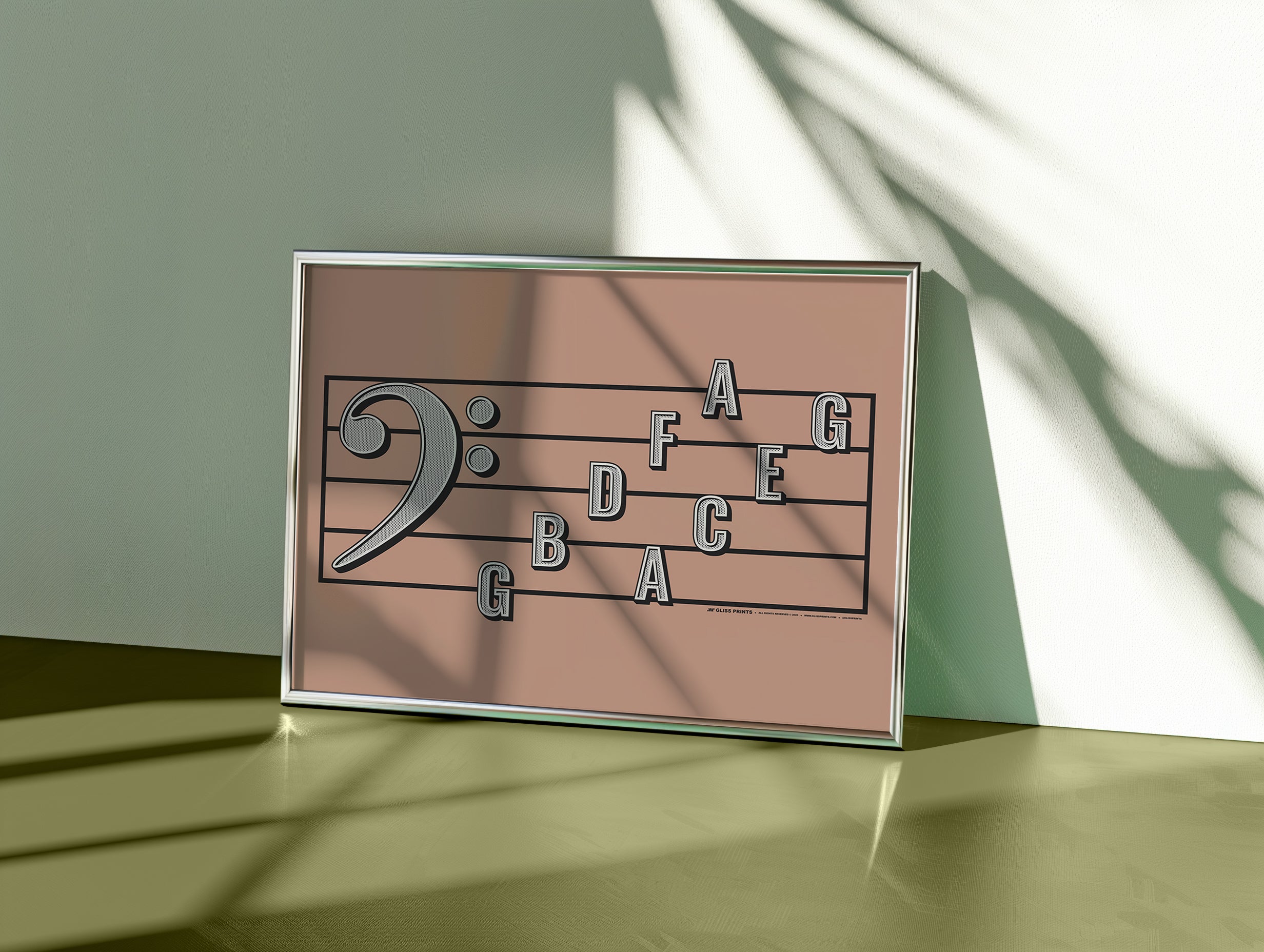 Bass Clef Note Names Poster, Pink