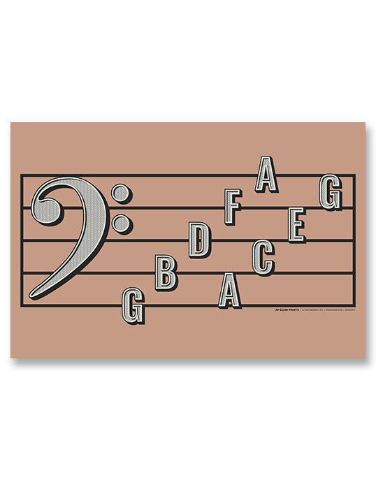 Bass Clef Note Names Poster, Pink