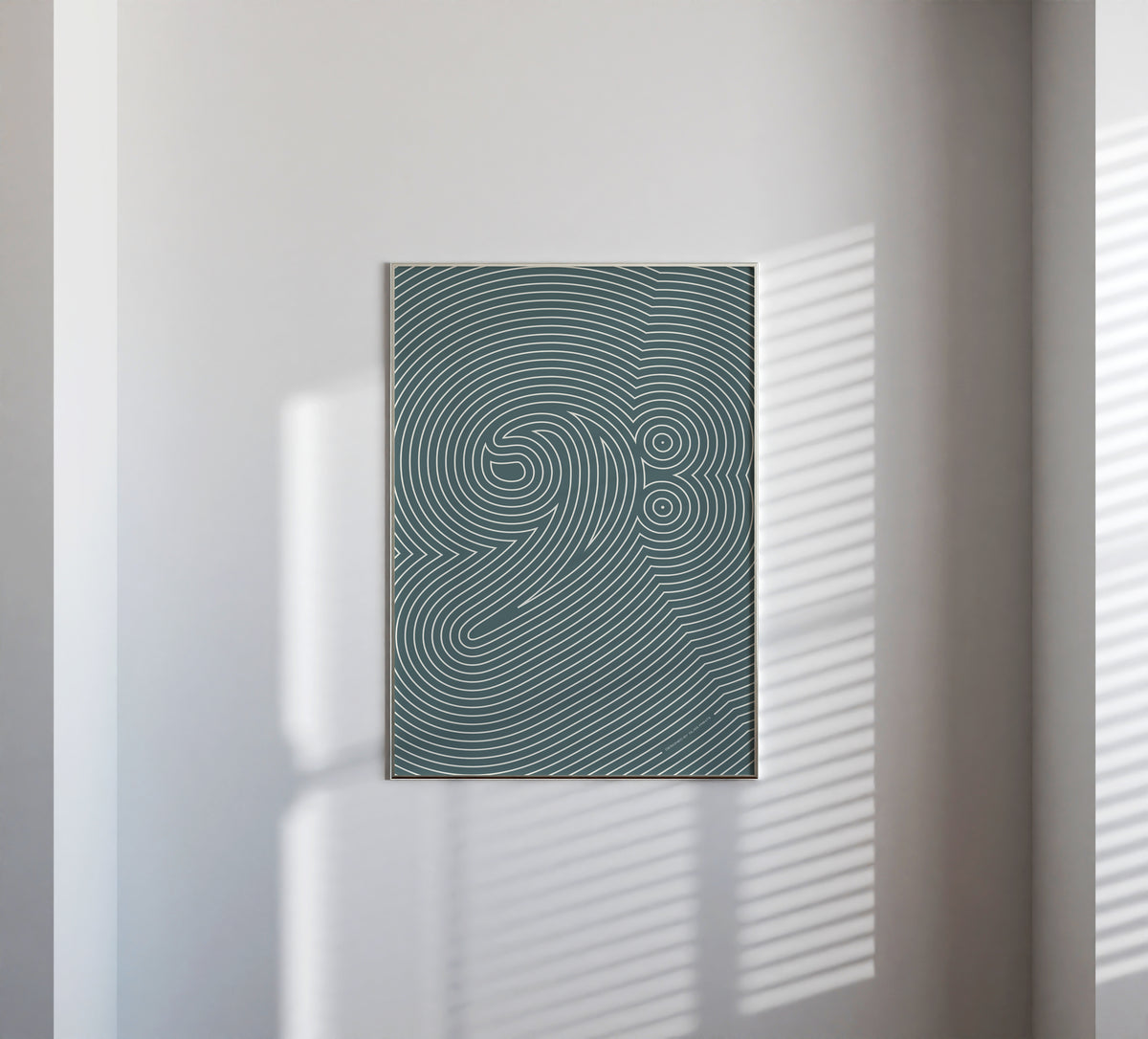 Bass Clef Poster, Striped Pattern Blue