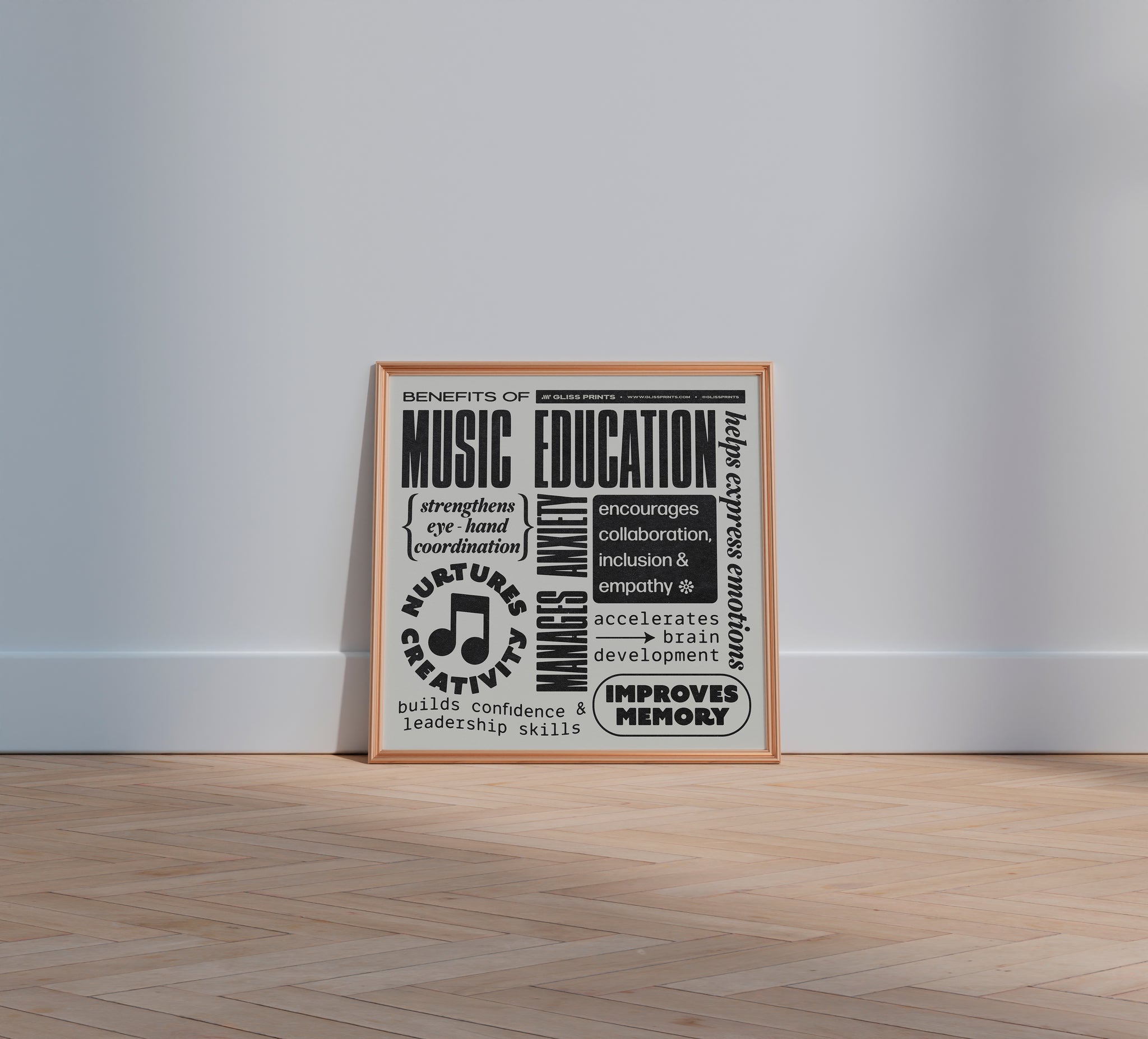 Benefits of Music Education Poster, Cream