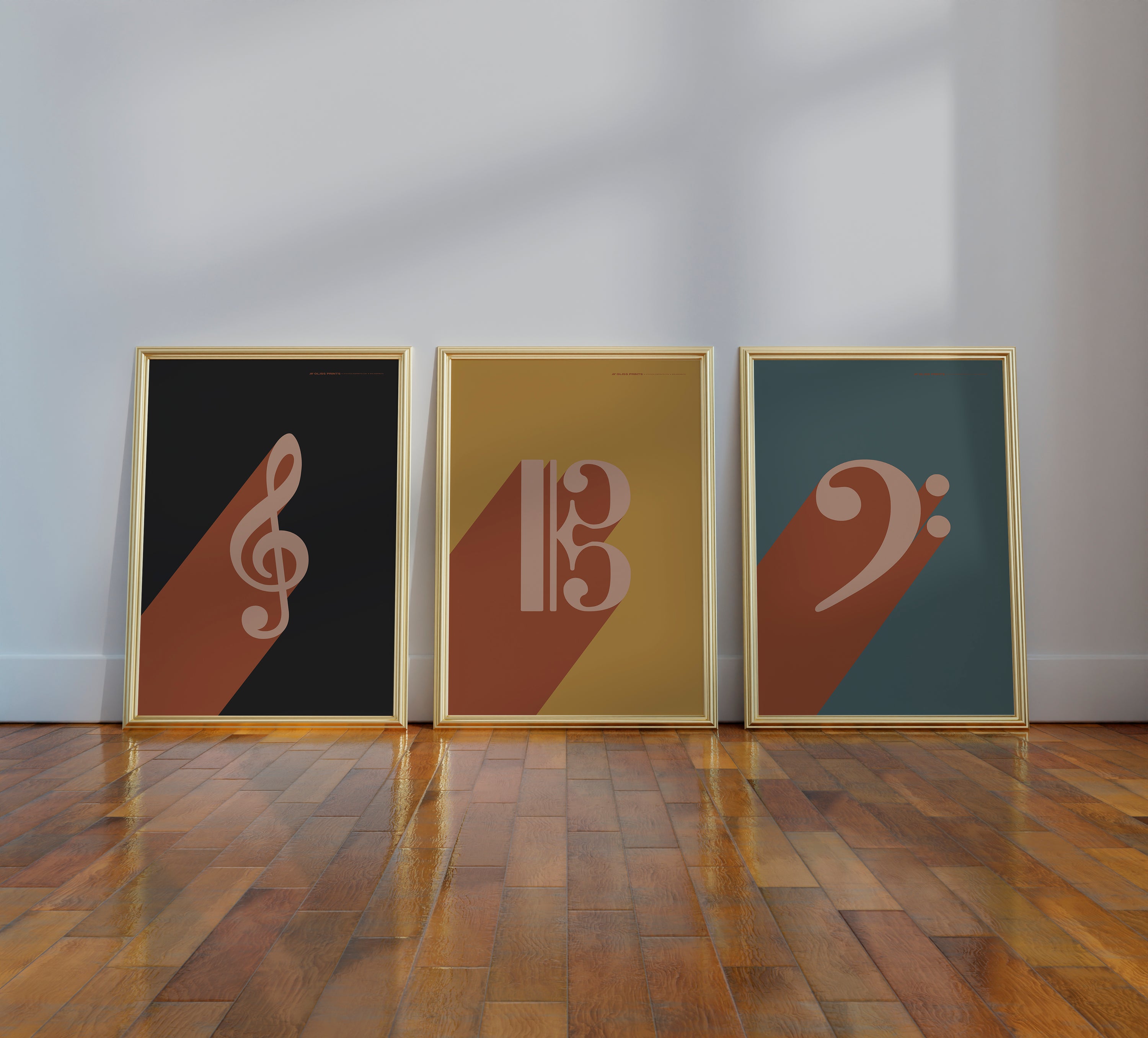 Alto/Tenor Clef Poster, Music Art Print Yellow
