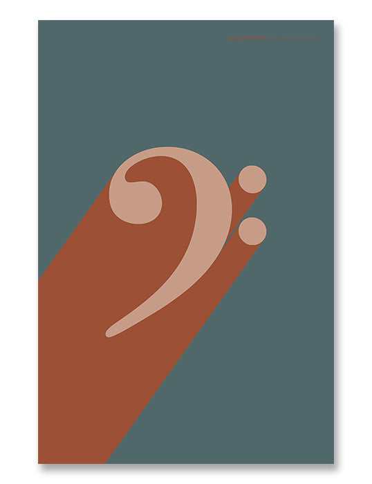 Bass Clef Print, Music Art Poster Blue