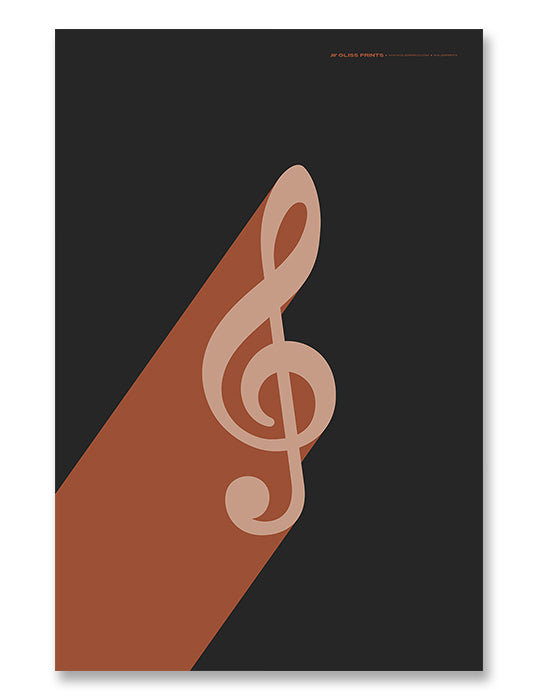 Treble Clef Print, Music Art Poster Black
