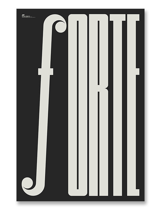 Forte Typography Music Poster, Black