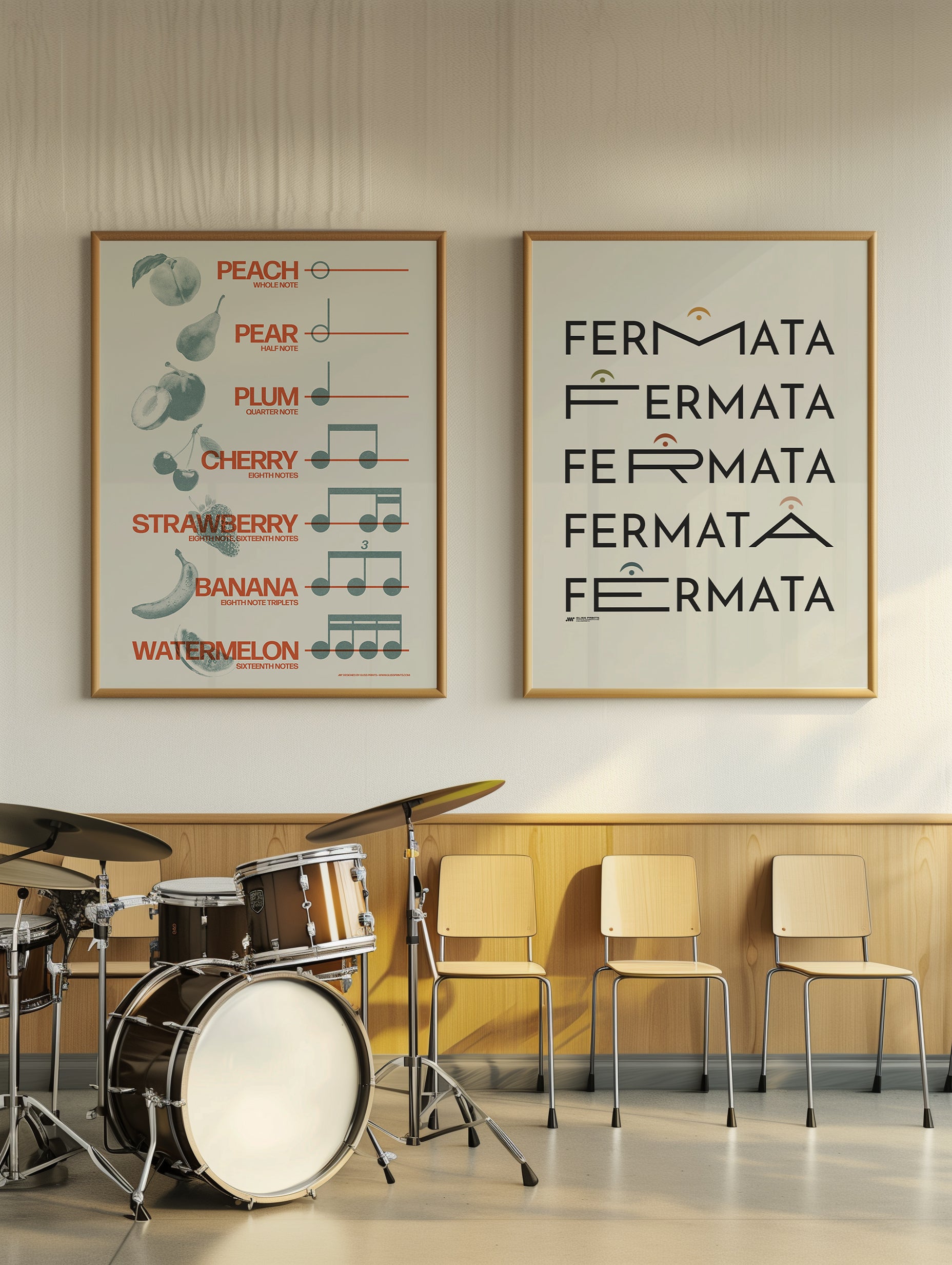 Music Rhythm Fruit Poster, Learn Rhythms with Syllables