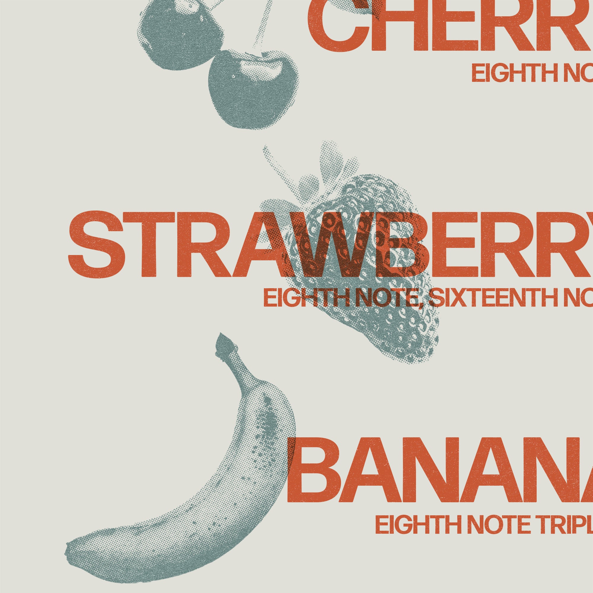 Music Rhythm Fruit Poster, Learn Rhythms with Syllables