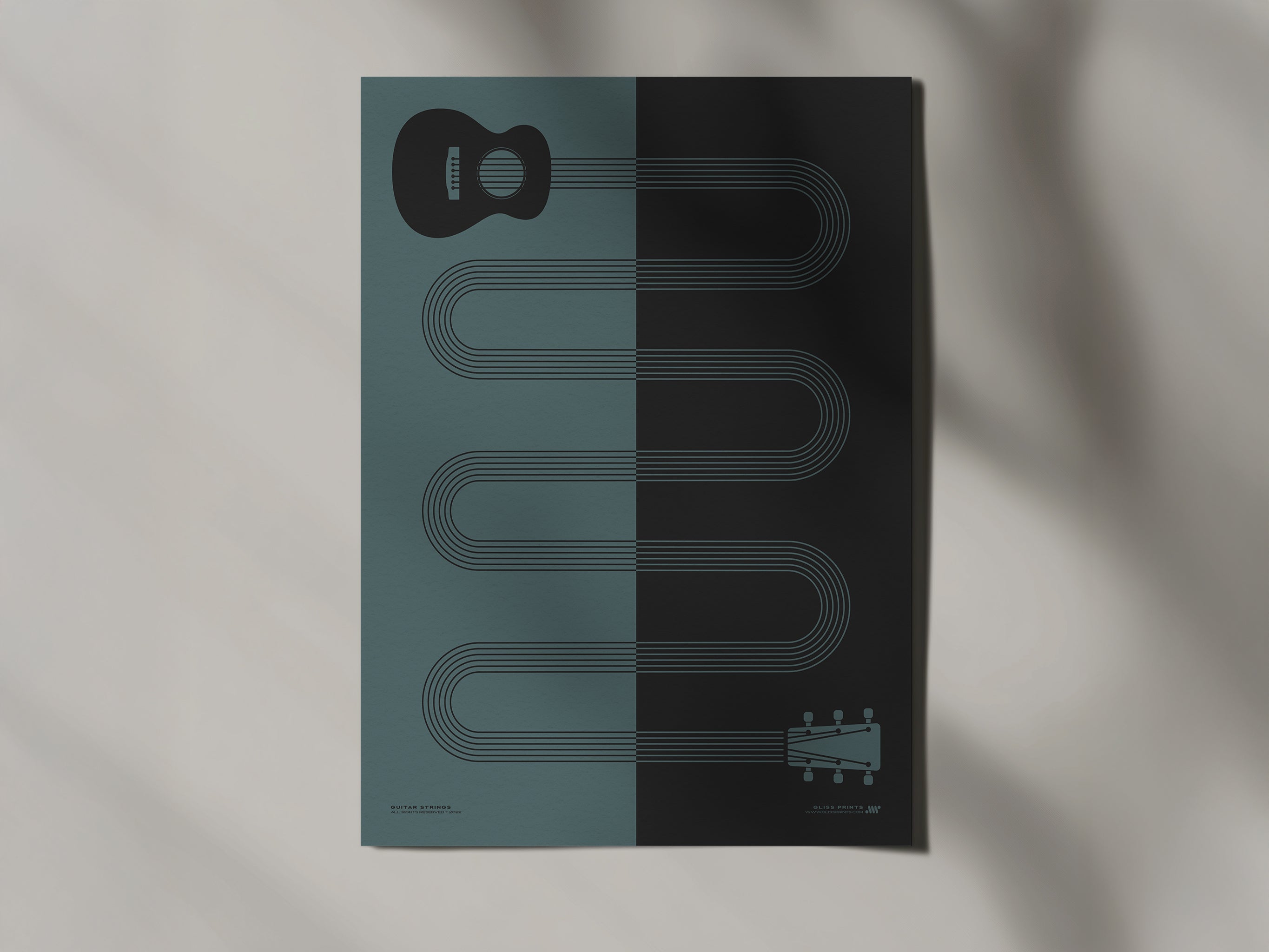 Guitar Strings Print, Blue