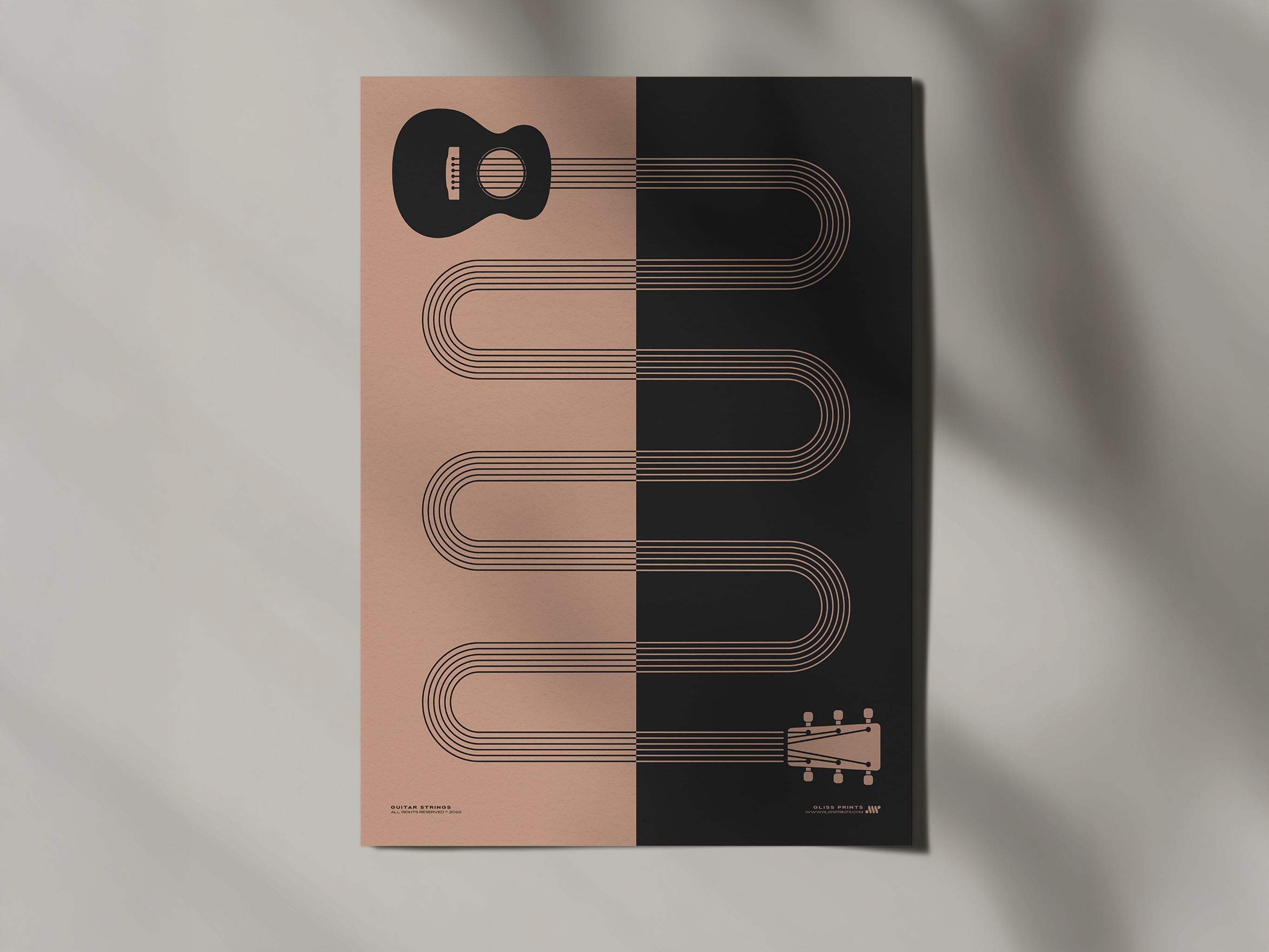 Guitar Strings Print, Pink