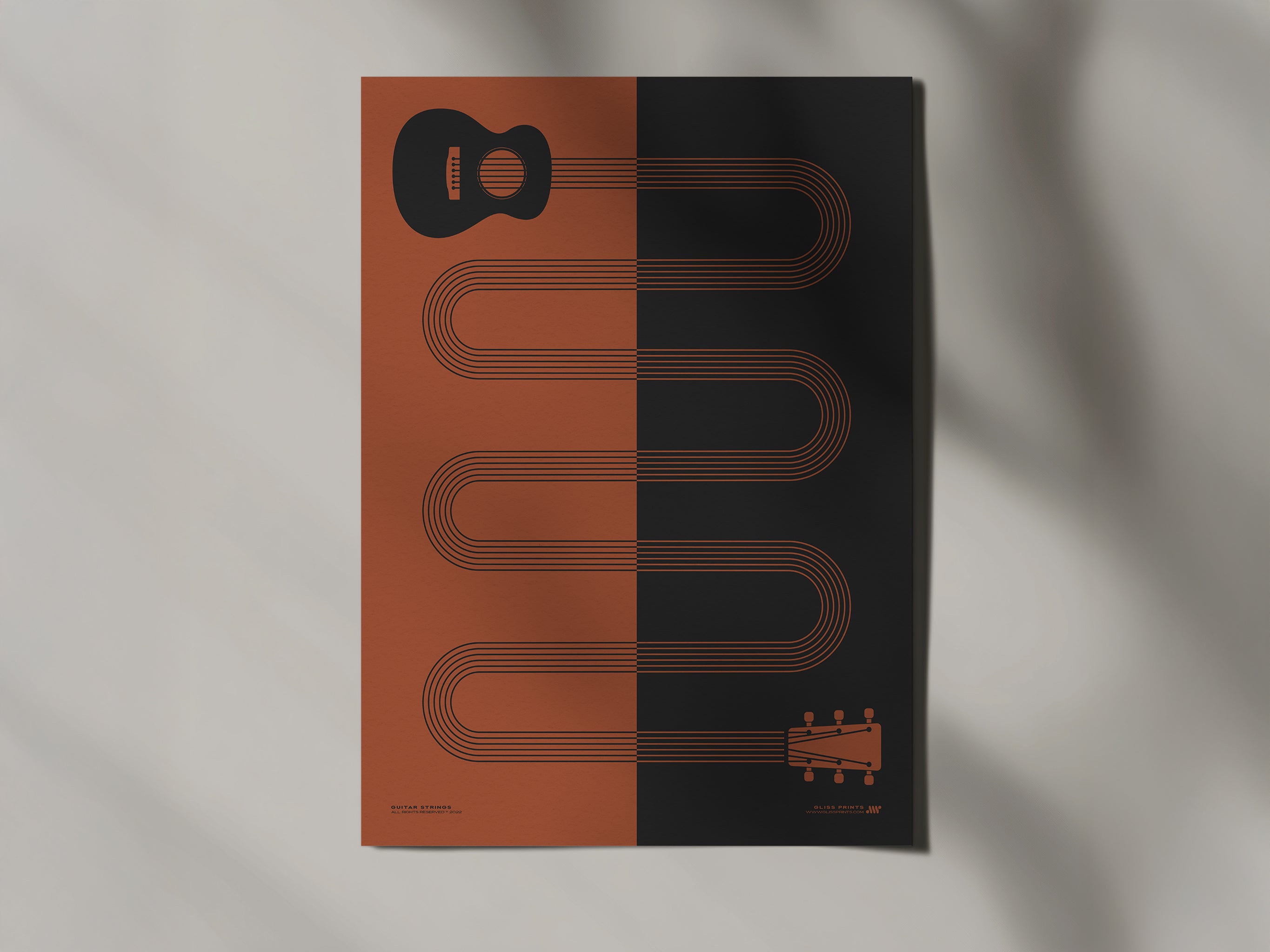 Guitar Strings Print, Red
