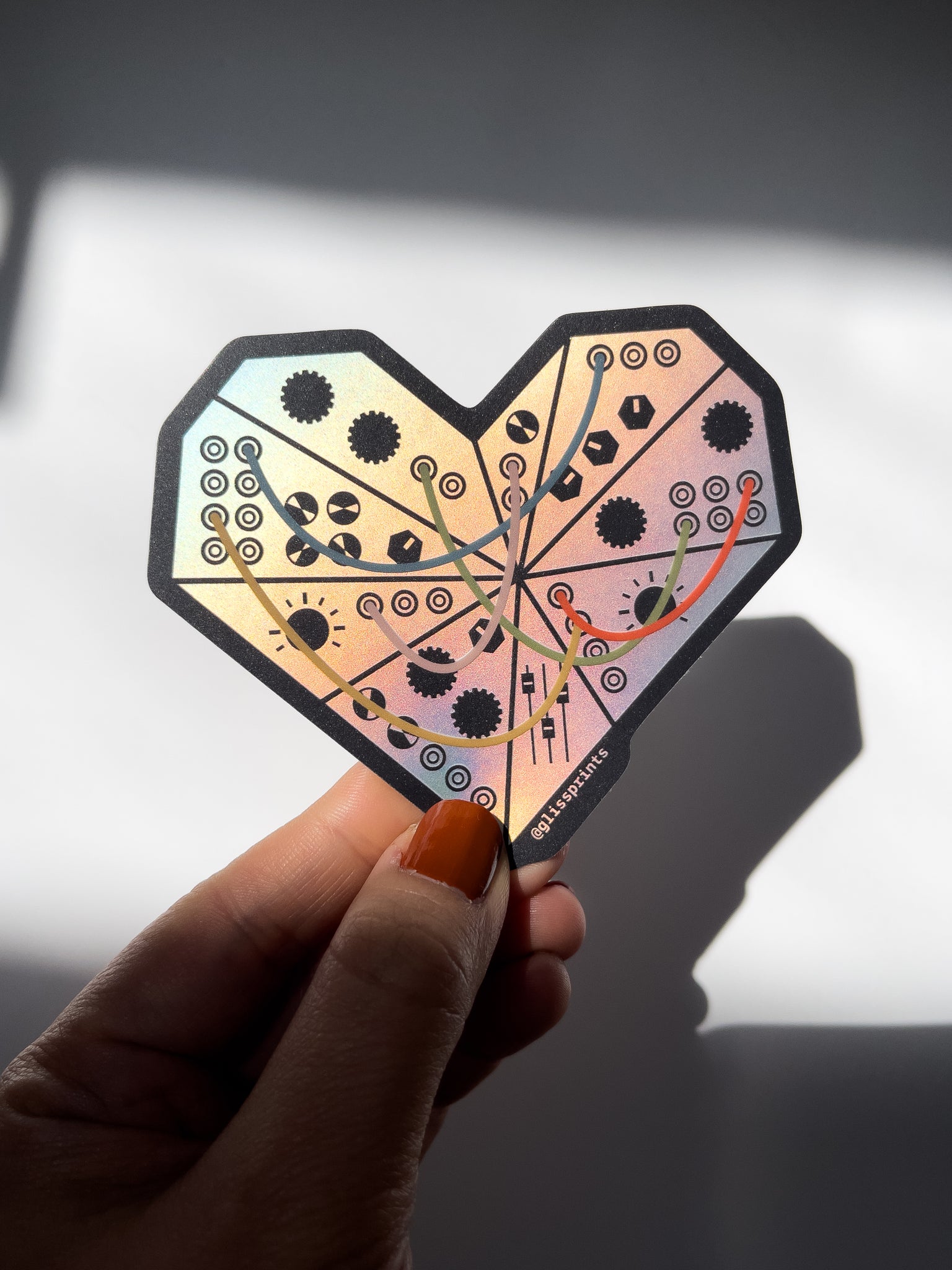 Heart Shaped Synthesizer Holographic Sticker