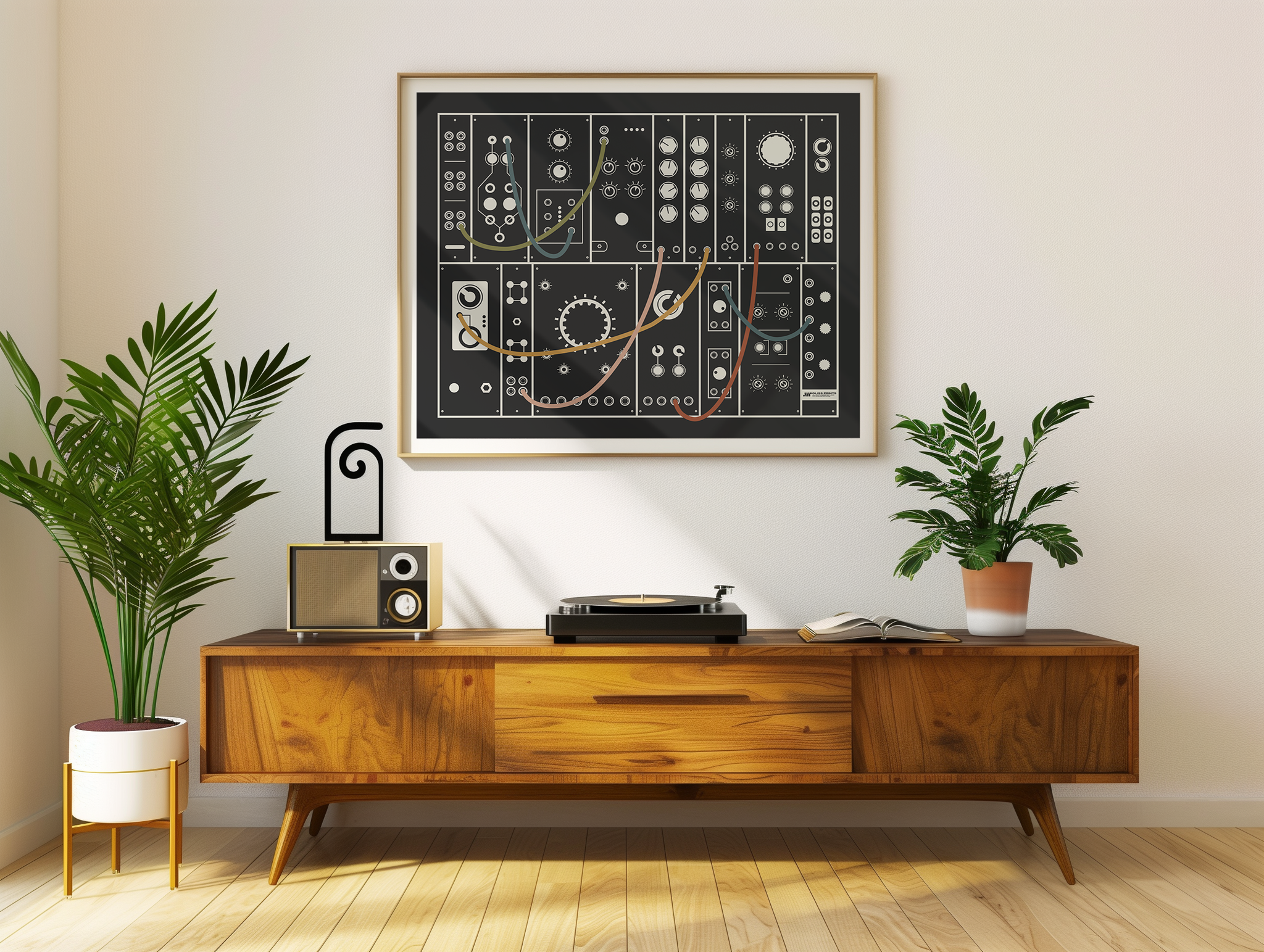 Modular Synthesizer Poster, Eurorack Inspired Print, Black