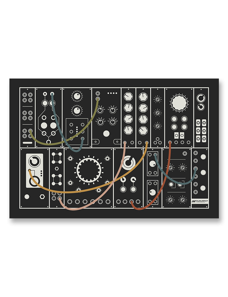Modular Synthesizer Poster, Eurorack Inspired Print, Black