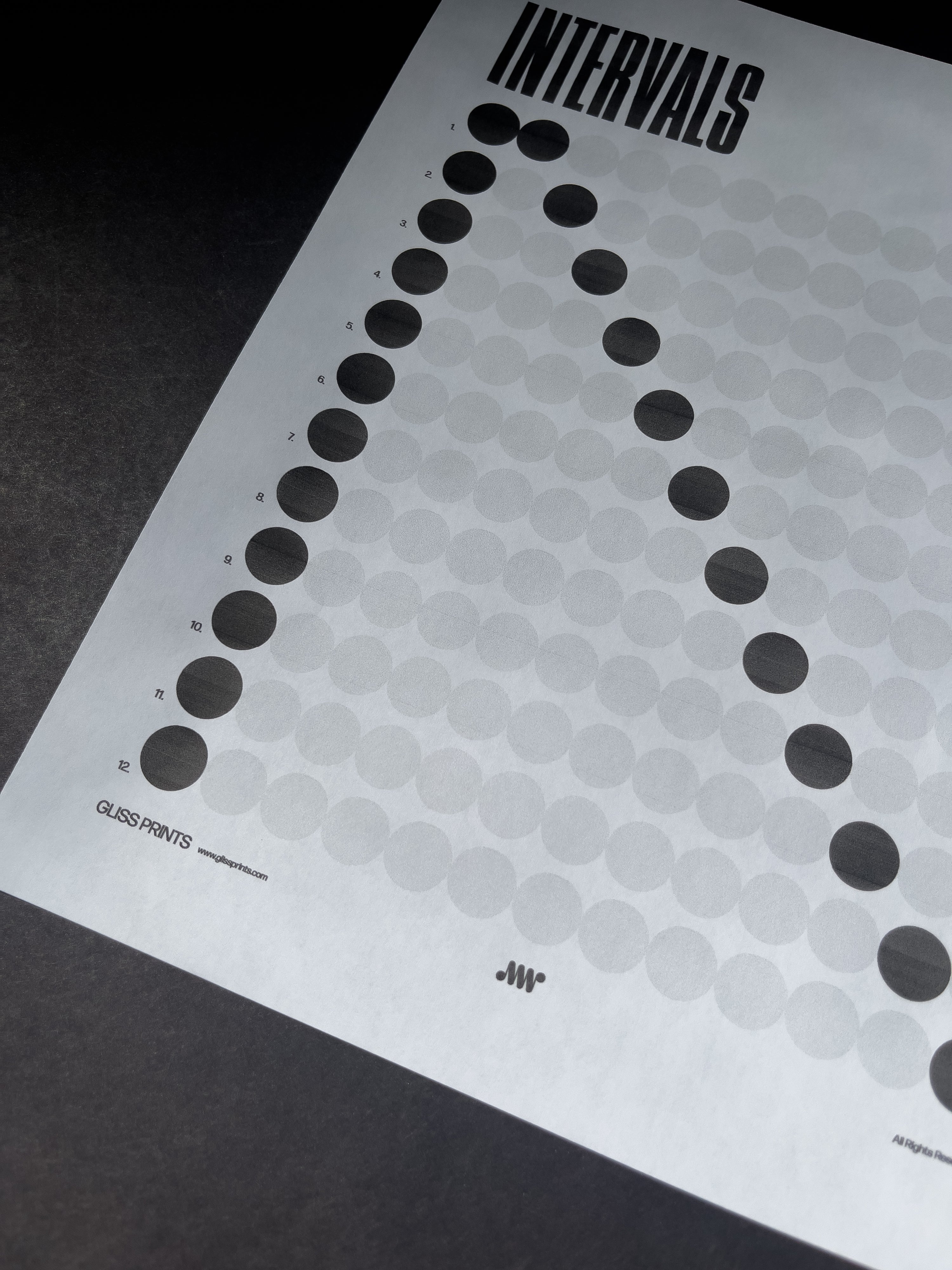 Music Intervals Chart PDF, Dot Design, Printable Digital Download