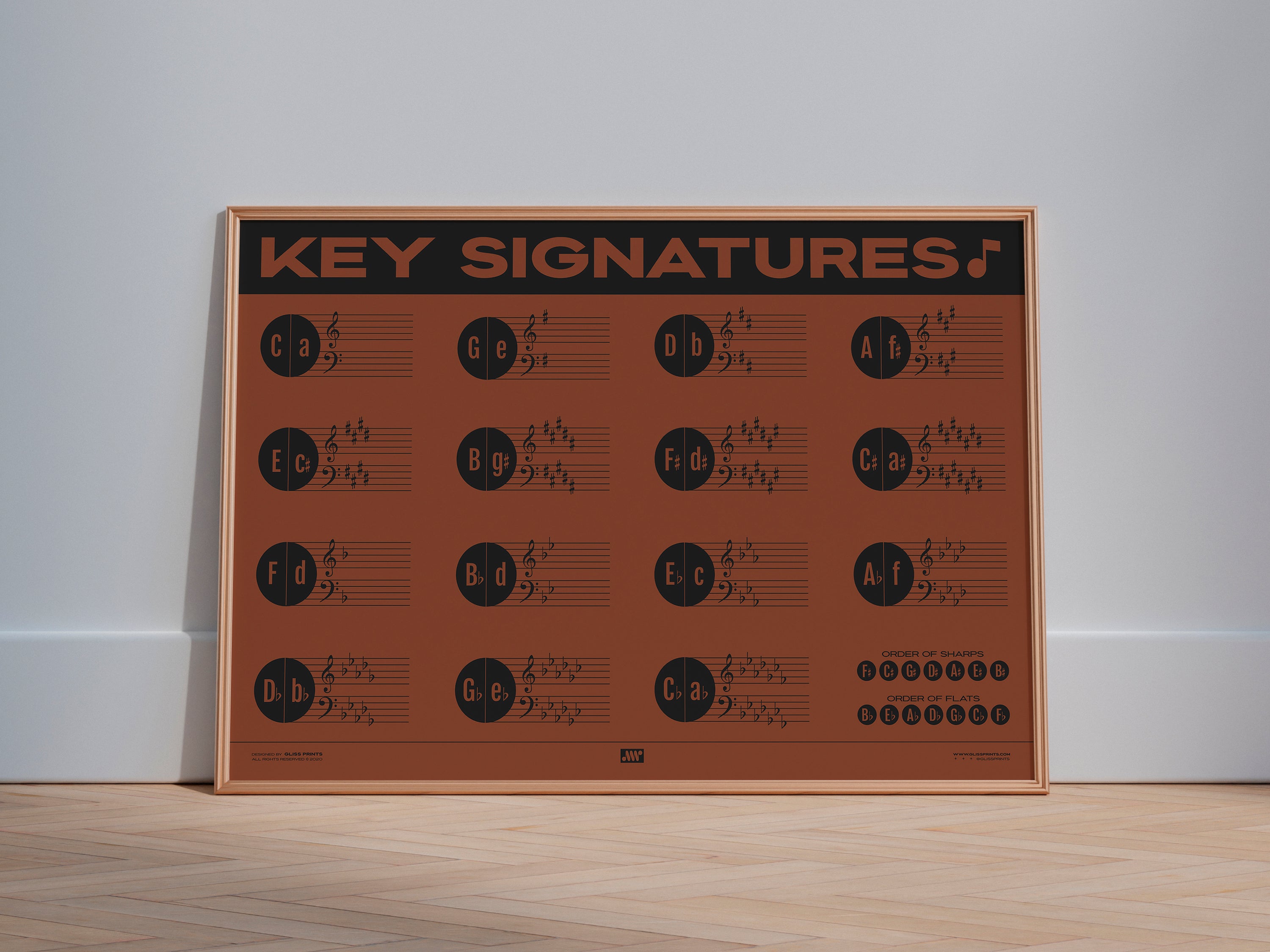 Music Key Signature Print, Red
