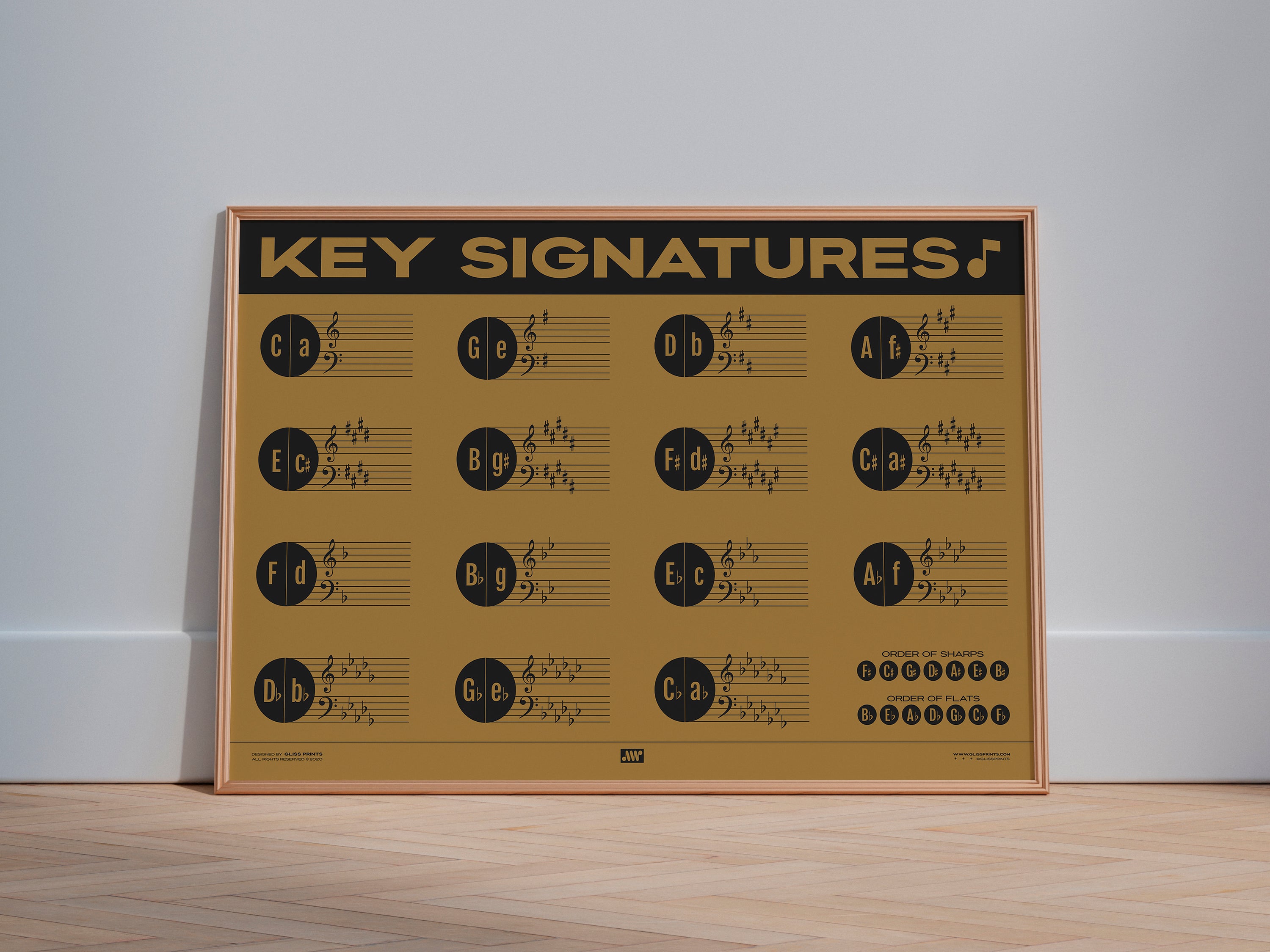 Music Key Signature Print, Yellow